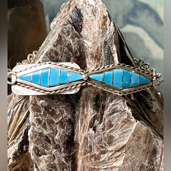NWT Jedd Peynetsa Zuni Handmade SS Turquoise Bracelet - Picture 7 of 7